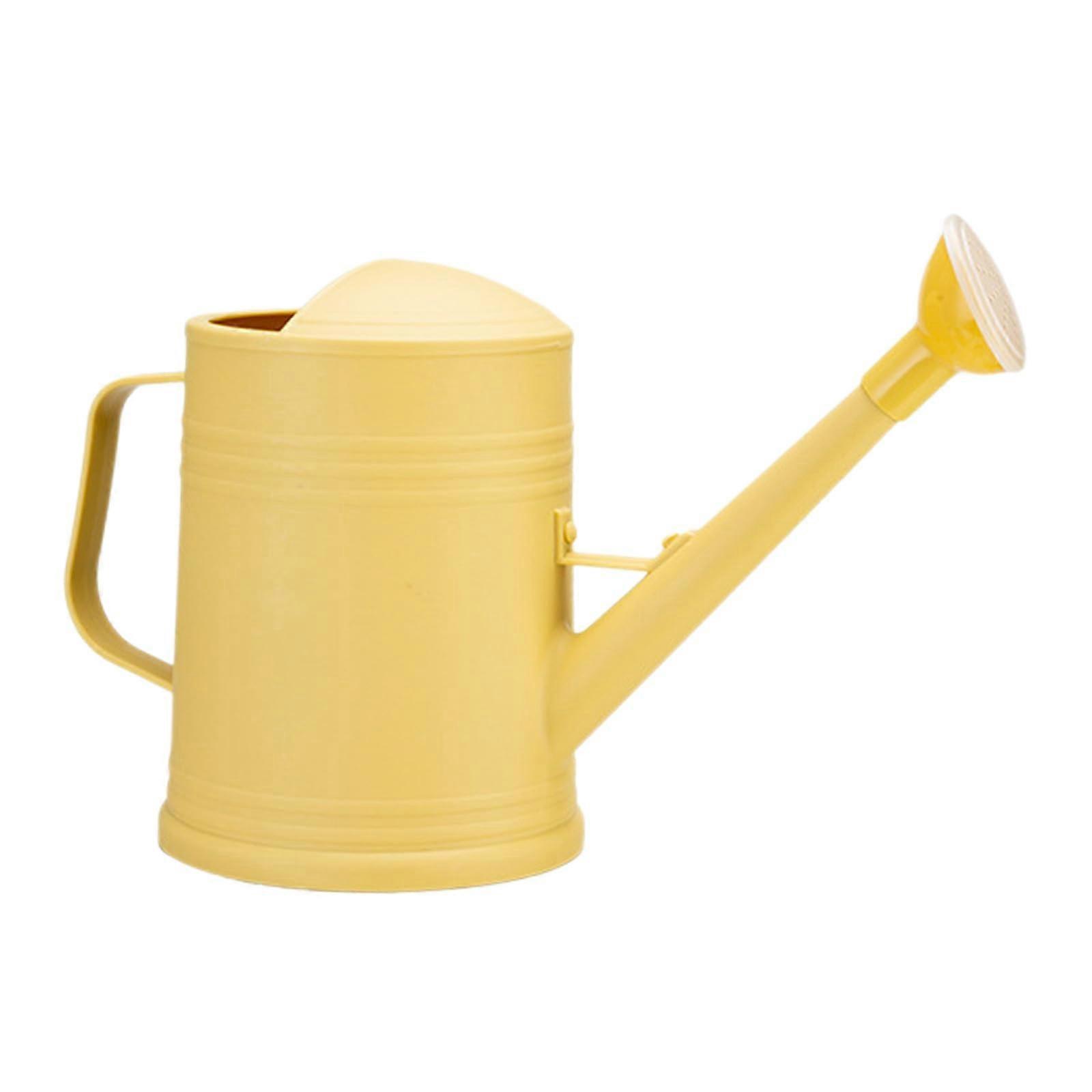 Watering Can 2L Capacity, PP Material, Long Mouth, Curved Handle, Milky Yellow, Frosted Finish, Portable Garden Tool