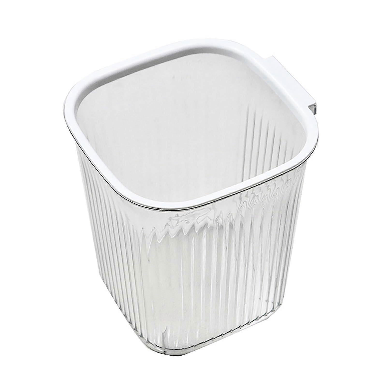 Clear trash can, with plastic Thickened trash can for bathroom (Transparent white large)