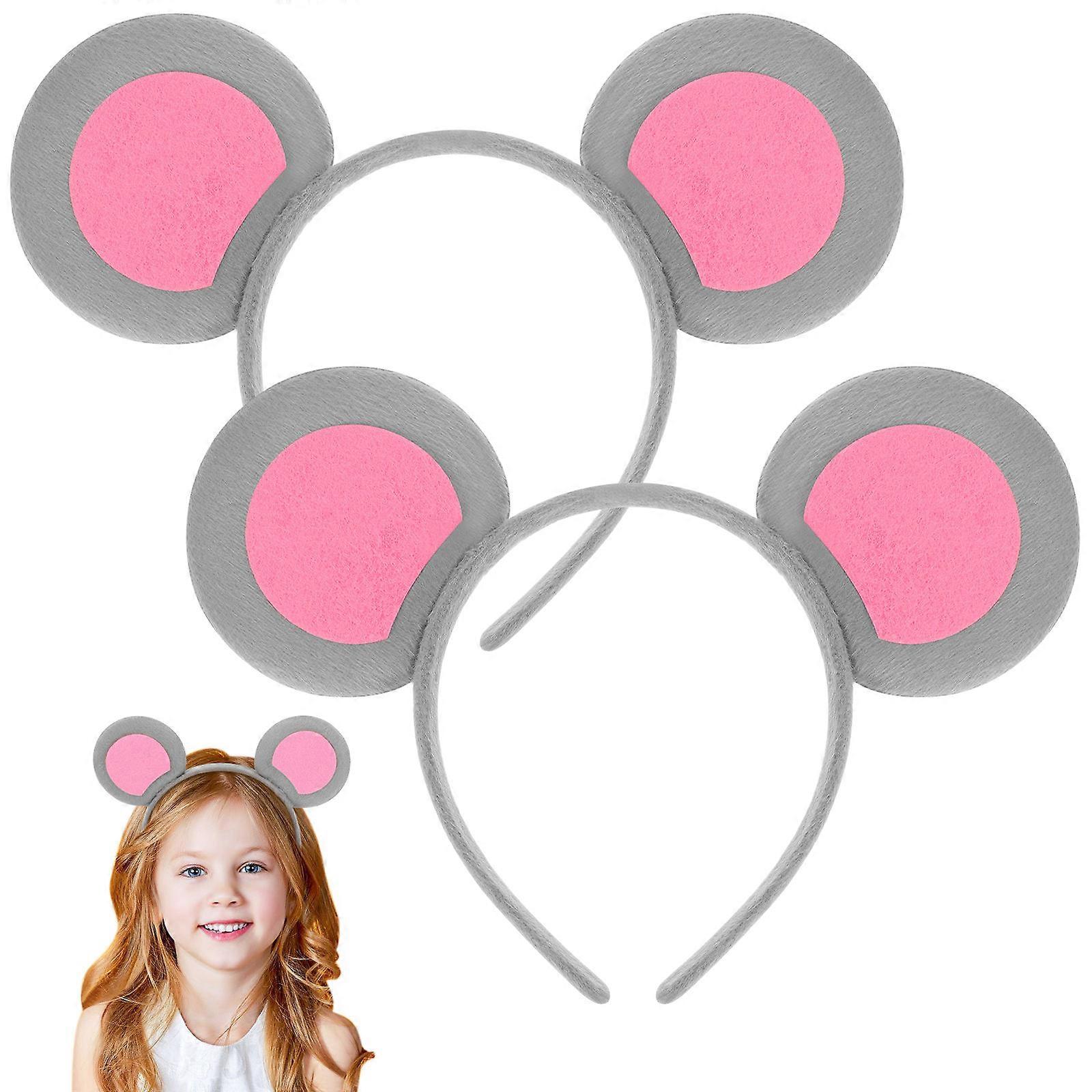 Cute Mouse Ears Headband 2 Pcs Animal Ears Hairband for Cosplay, Theme Parties, Graduations, and Carnivals Comfortable Lightweight Design