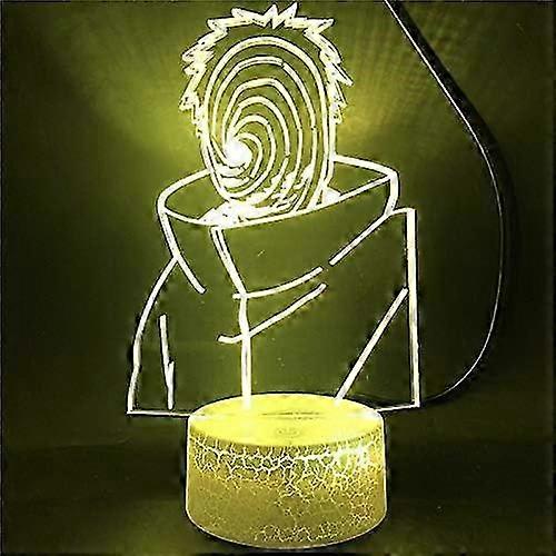 2025 Naruto Kakashi Uchiha Sasuke 3D Illusion Night Light Lamp Smart Touch, RGB Effect USB Cable Powered Creative 3D Japanese Anime Lamp