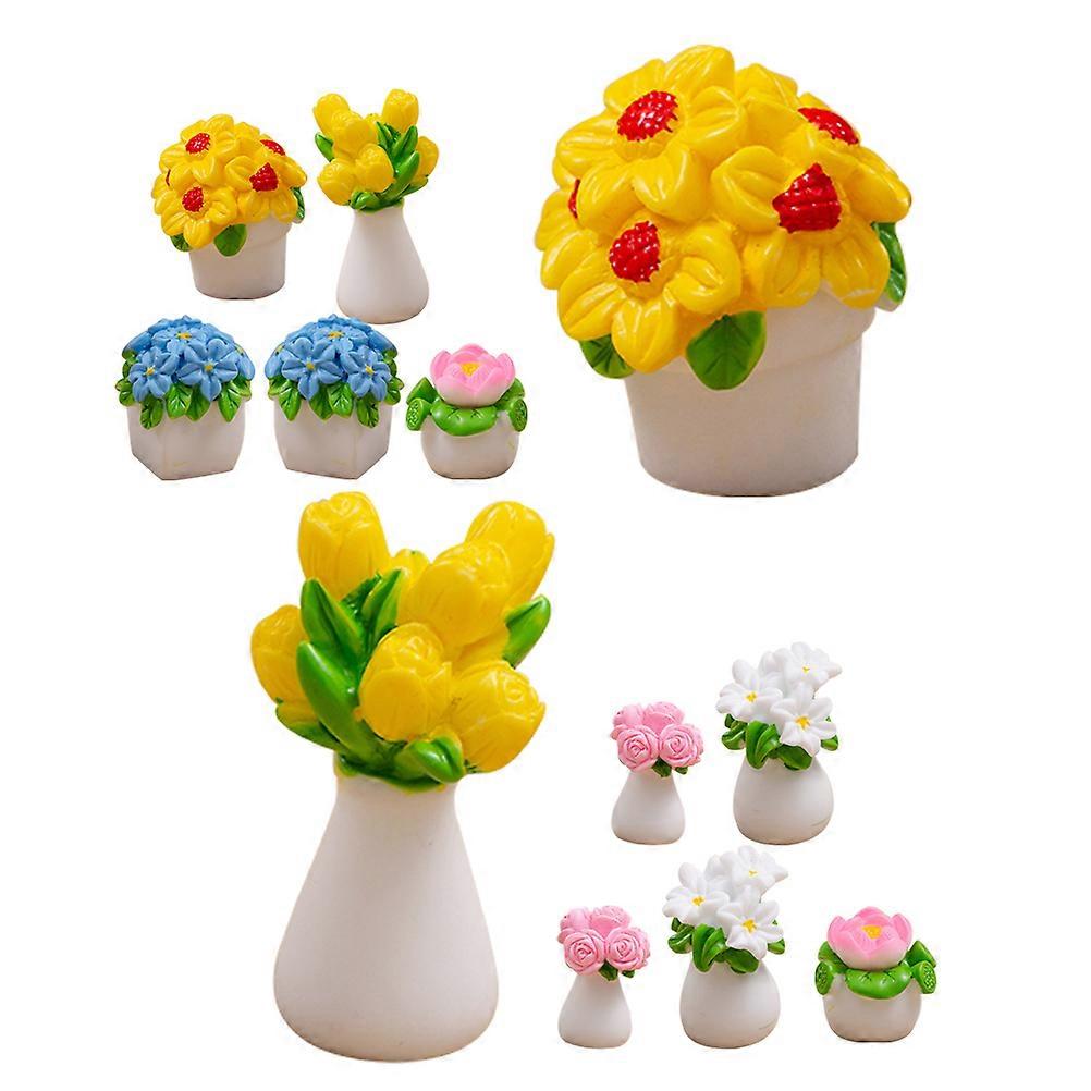 Tiny Potted Plants Mini Bonsai Garden Greenery Decor Realistic Shape Photo Prop 12Pack