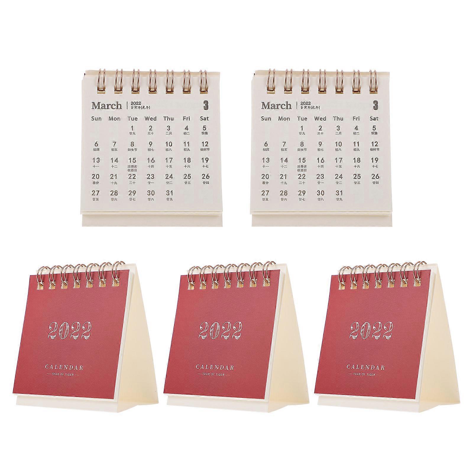 Tabletop Calendar Desktop Mini Calendar Home Office Use 10X7CM Memo Writing Planner 5Pcs