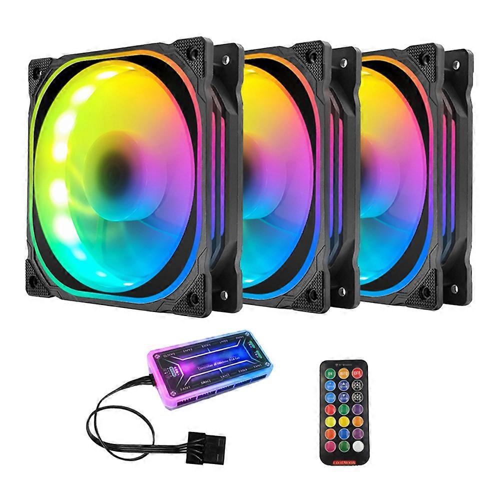 Rgb Cpu Cooler Cooling Fan Pc for Gamers and Computer Users with 4.72x4.72x0.98inches Size Square Shape 3Pcs
