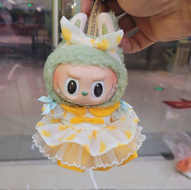 Uppgraderad Little Lemon (endast kläder), 17cm hängsmycke blindlåda macaron Labubu Dags att kyla dockkläder