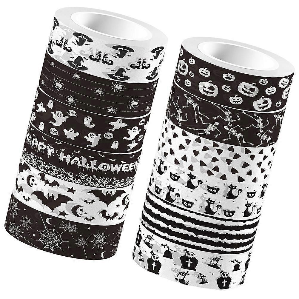 Aesthetic Washi Tape Halloween Holiday Crafting Projects Decorative 5m per Roll DIY Crafting 12 Rolls