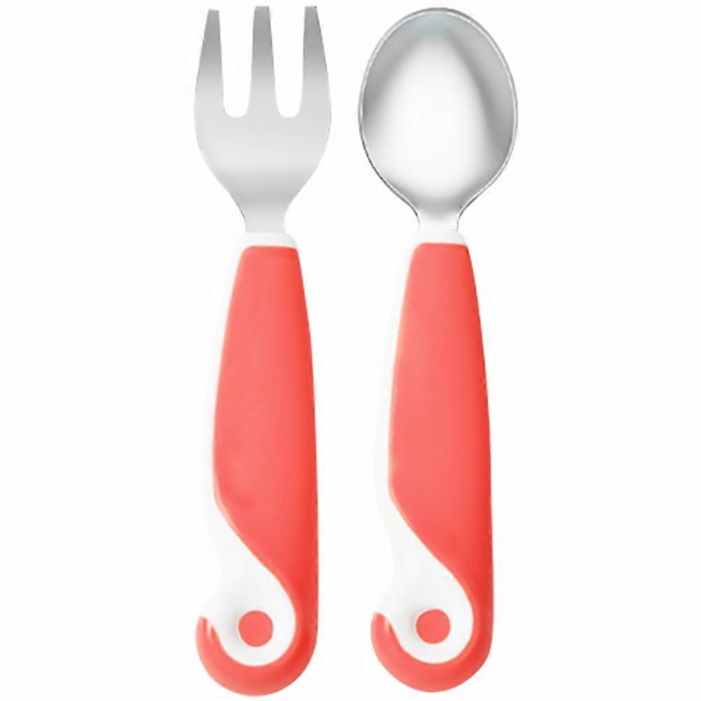 Toddler Metal Cutlery Baby Dinning Utensil Soup Use Red Thinking Skills Development 1Set