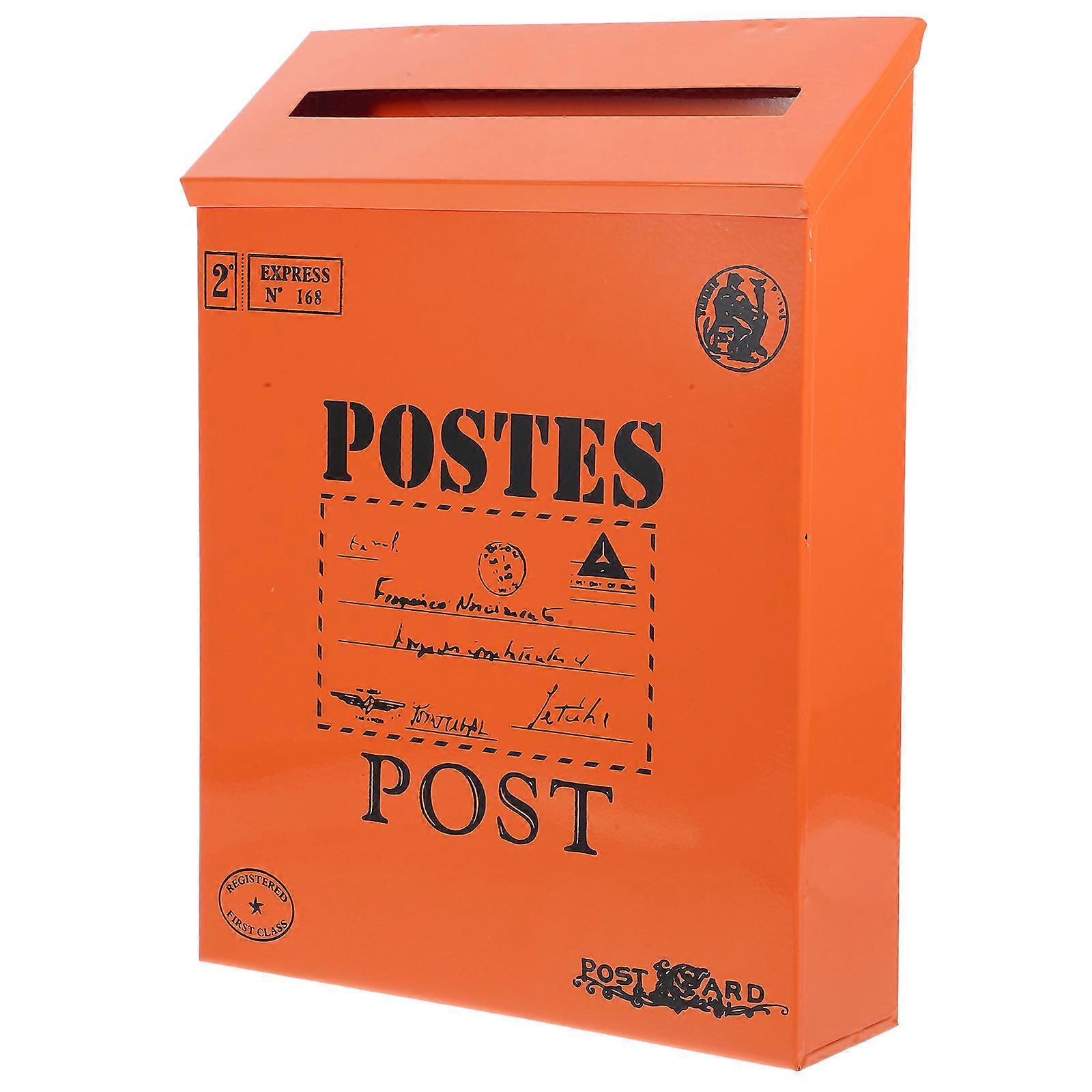 Wall Mounted Mailbox Rectangular Post Box General Users Home Use Orange Size 29.00X22.00X6.00CM Vote Box 1Pcs