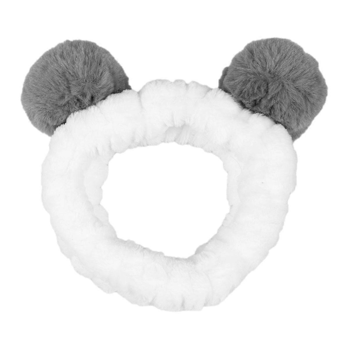 Cute Elastic Panda Ear Headband for Women – Comfortable Hair Accessory for Sports, Parties, Dancing & Facial Cleaning – Grey Head Wrap for All