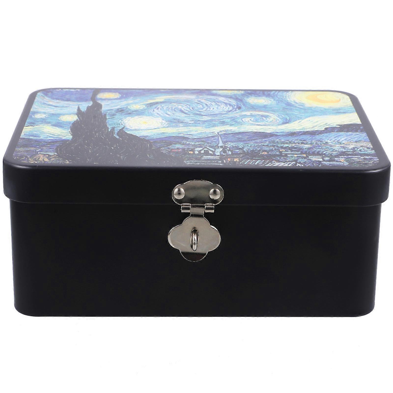 Vintage Tin Keepsake Box with Lock – Sturdy Metal Storage Case for Jewelry, Candy, Tea – Lightweight & Portable Desktop Organizer for Home & Office