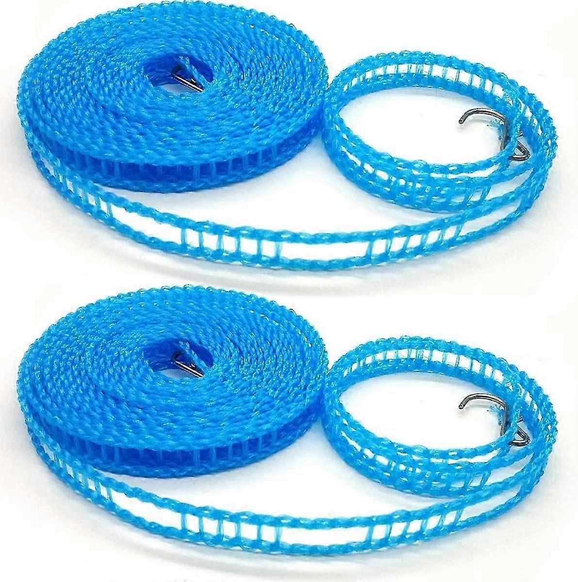 2 Pack Non-Slip Plastic Windproof Washing Lines for Home, Multi-Colour, 5m