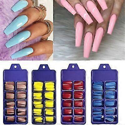 makeup _ 100 pieces long ballet false nails _ solid color with Transparent