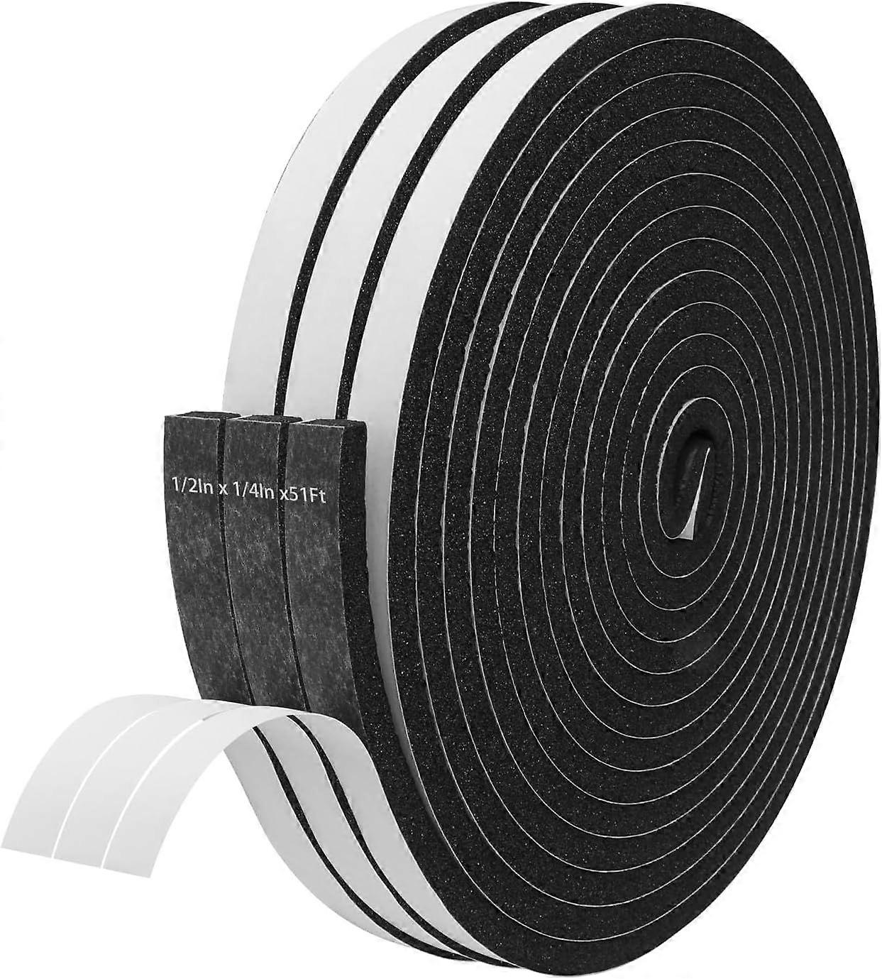 2025 Latest Model Foam Insulation Tape Self Adhesive, 1/2" x 1/4" x 51Ft Door and Window W