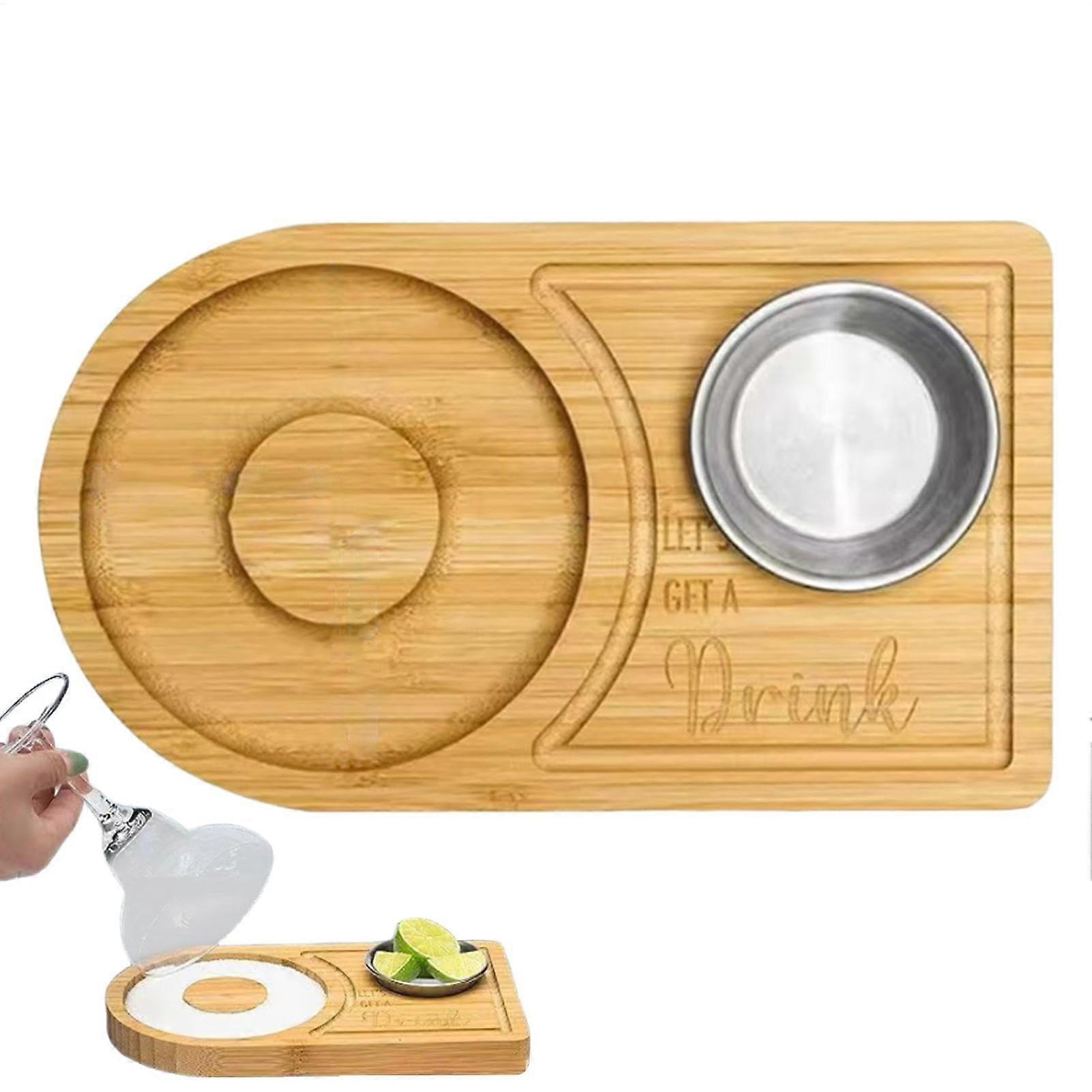 Wooden Cocktail Rimmer for Margaritas Lime Spice Tray for Home Bar