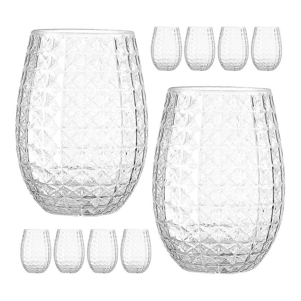 12pcs Unbreakable Transparent Pineapple Drinking Cups, Shatterproof Fruit Themed Glasses for Home, Office, Tropical and Hawaiian Celebrations