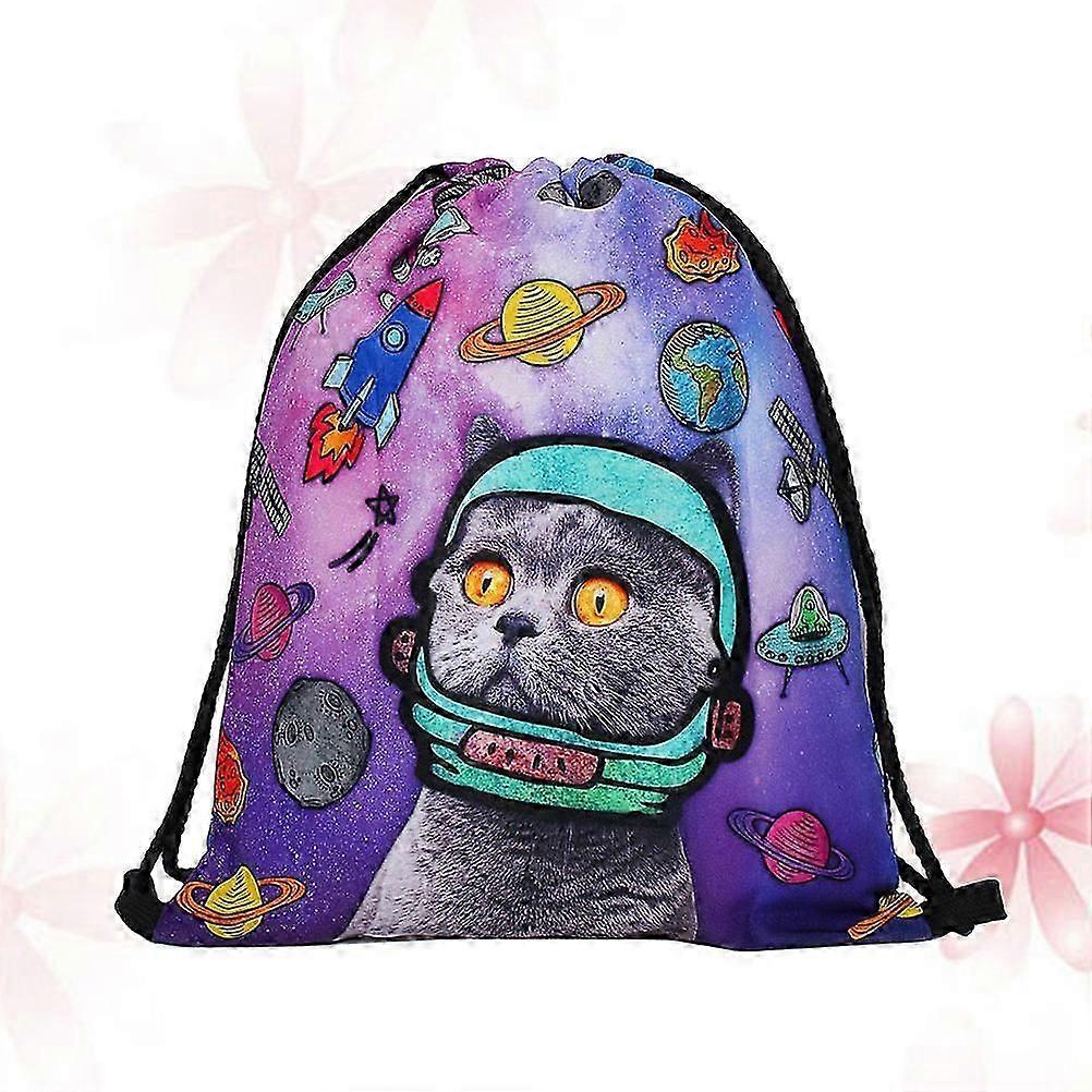 Space Cat Drawstring Backpack - Fun and Functional for Outdoor Activities