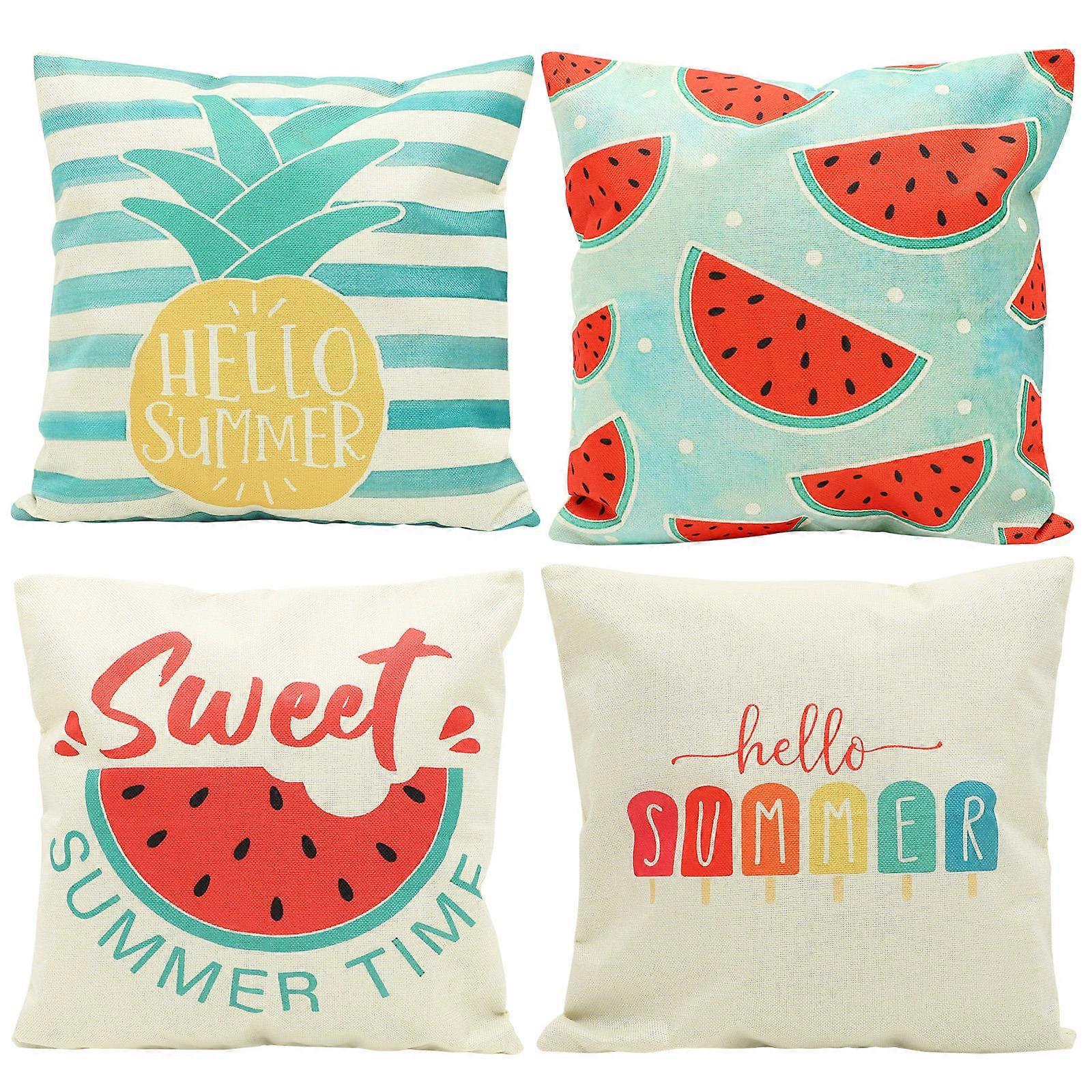 Lovely Pillow Cover Sofa Pillow Covers Square Shape Assorted Color Summer Festivals 4Pcs