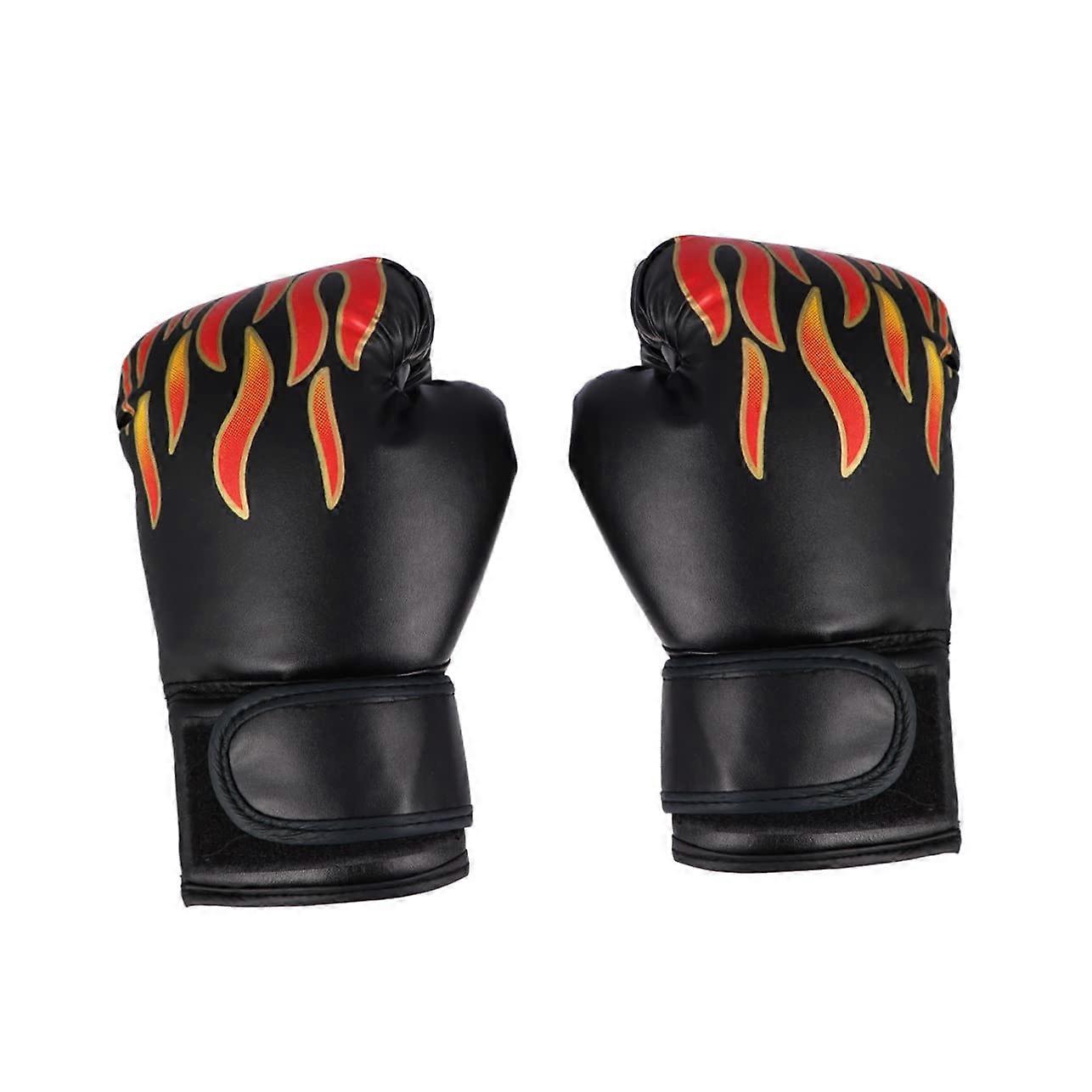 Boxing Gloves for Kids Sparring and Kickboxing - Flame Pattern Black, Durable Heavy Bag and Punch Pad Training Gear