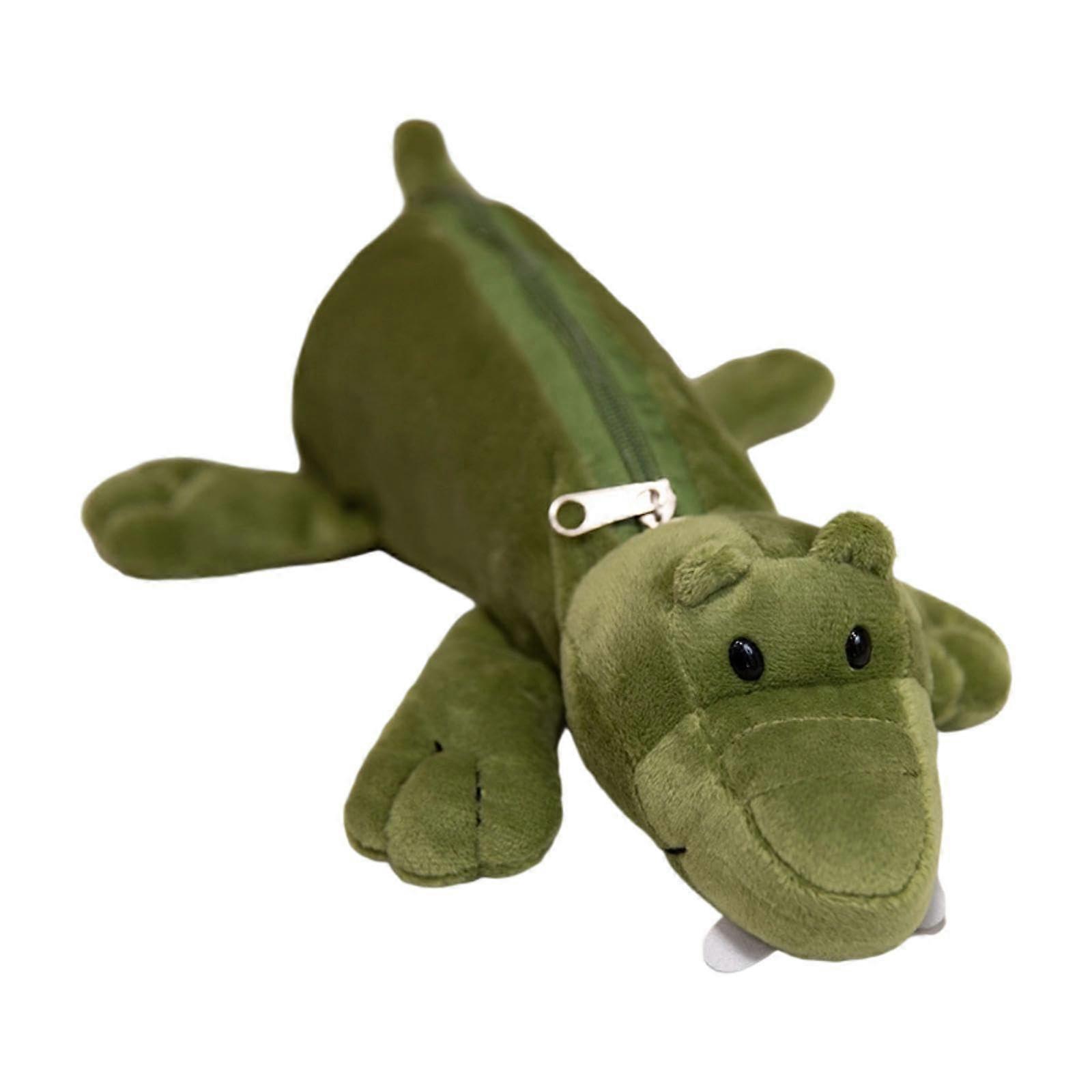 Plush pencil case for stationery, zippered pen case for kids, crocodile