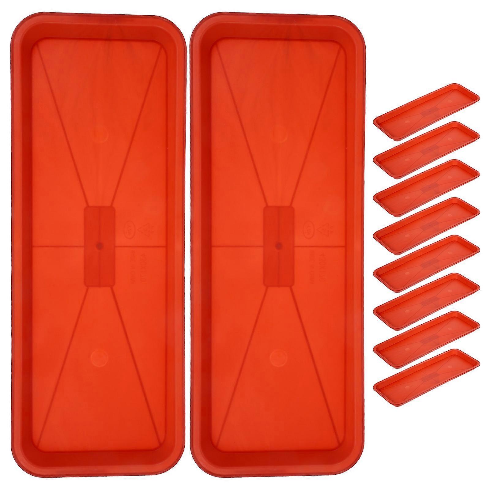 Water Catchers For Potted Plants Planter Tray Homeowners Indoor Use Rectangular Shape Red 39.80X15.00X2.00CM 10Pcs