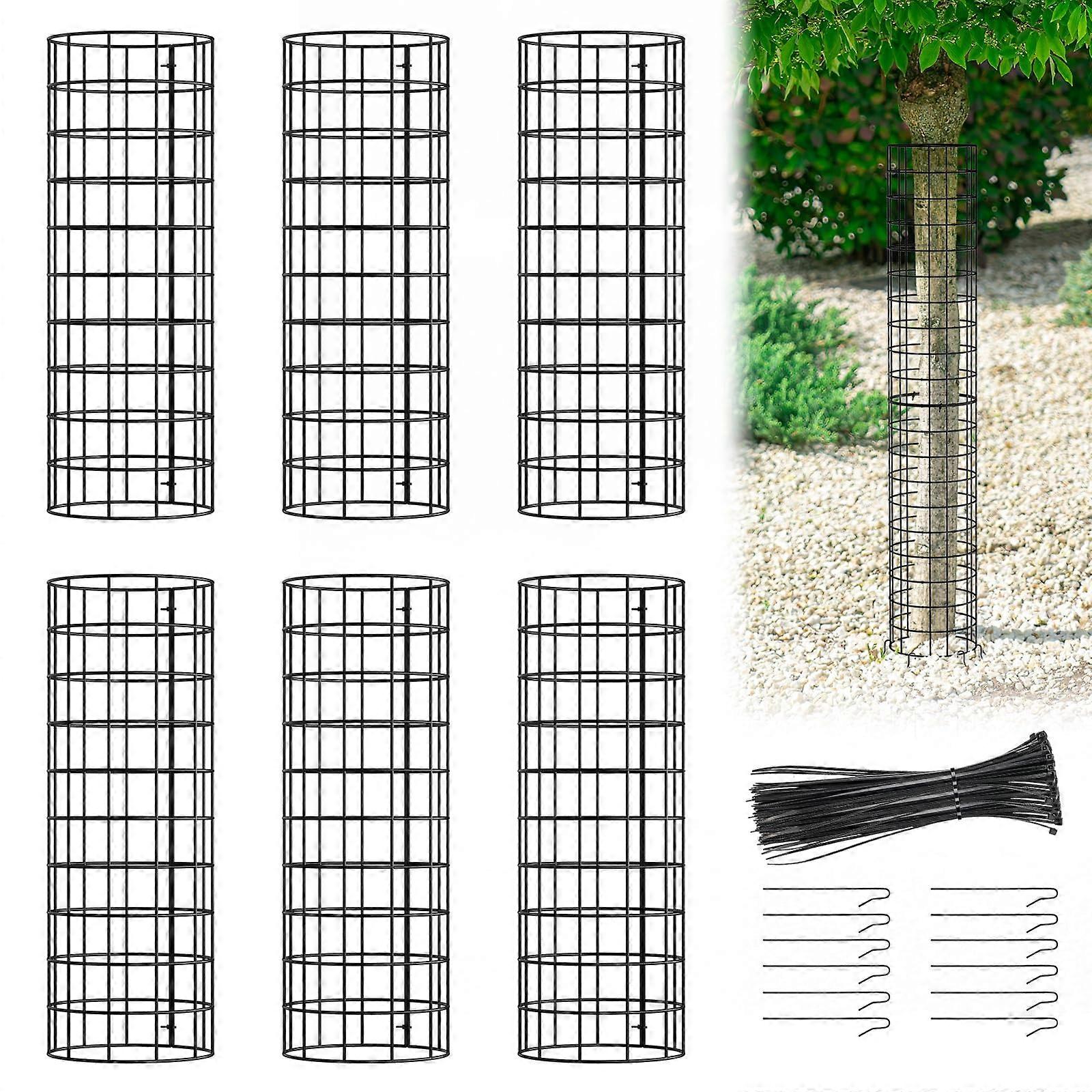Tree Trunk Protectors, 6 Pack with Cable Ties, Metal Stakes, 5.3'Dia x 16.5'H