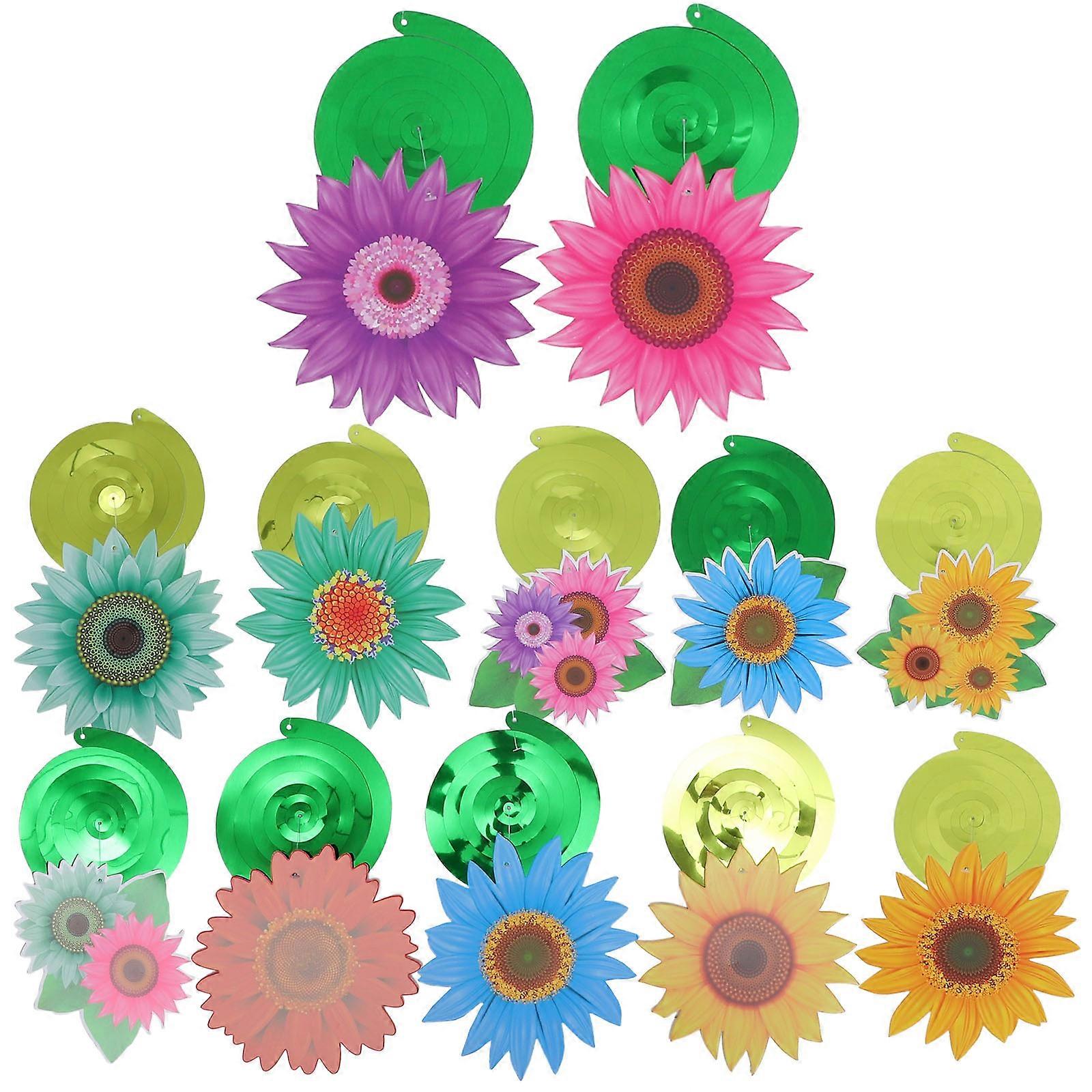 Hanging Swirl Spring Party Supplies Sunflower Pattern Ceiling Hanging Spiral Easter Party Assorted Color 30-38 Inches Extended Length 12Pcs Set