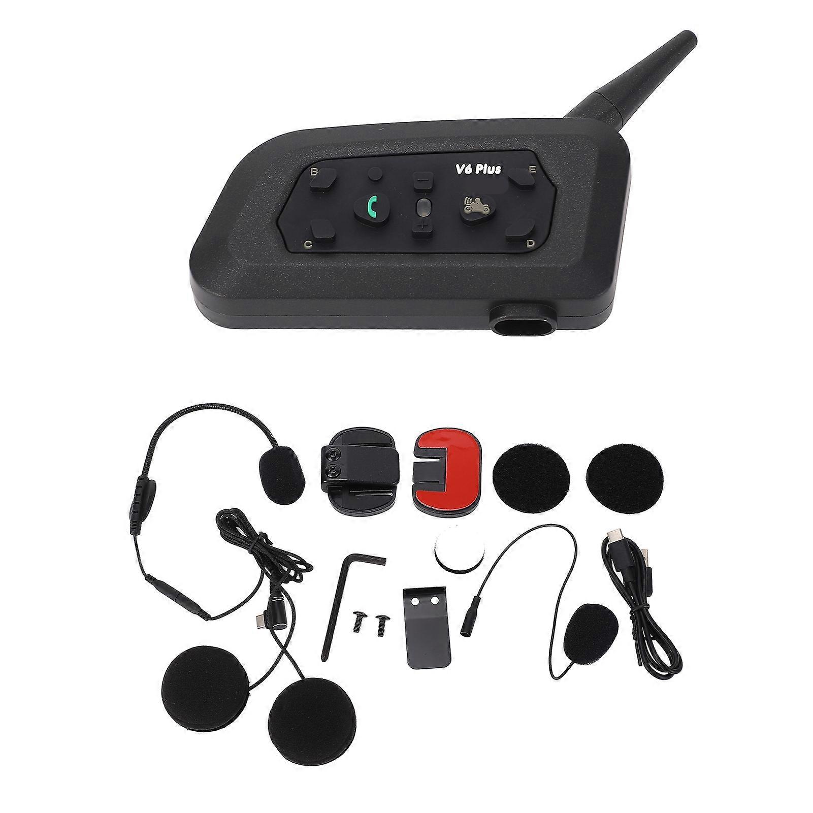 V6Plus‑1200 Motorcycle Helmet Wireless Bluetooth Intercom Hands Free Headphone for 6 People