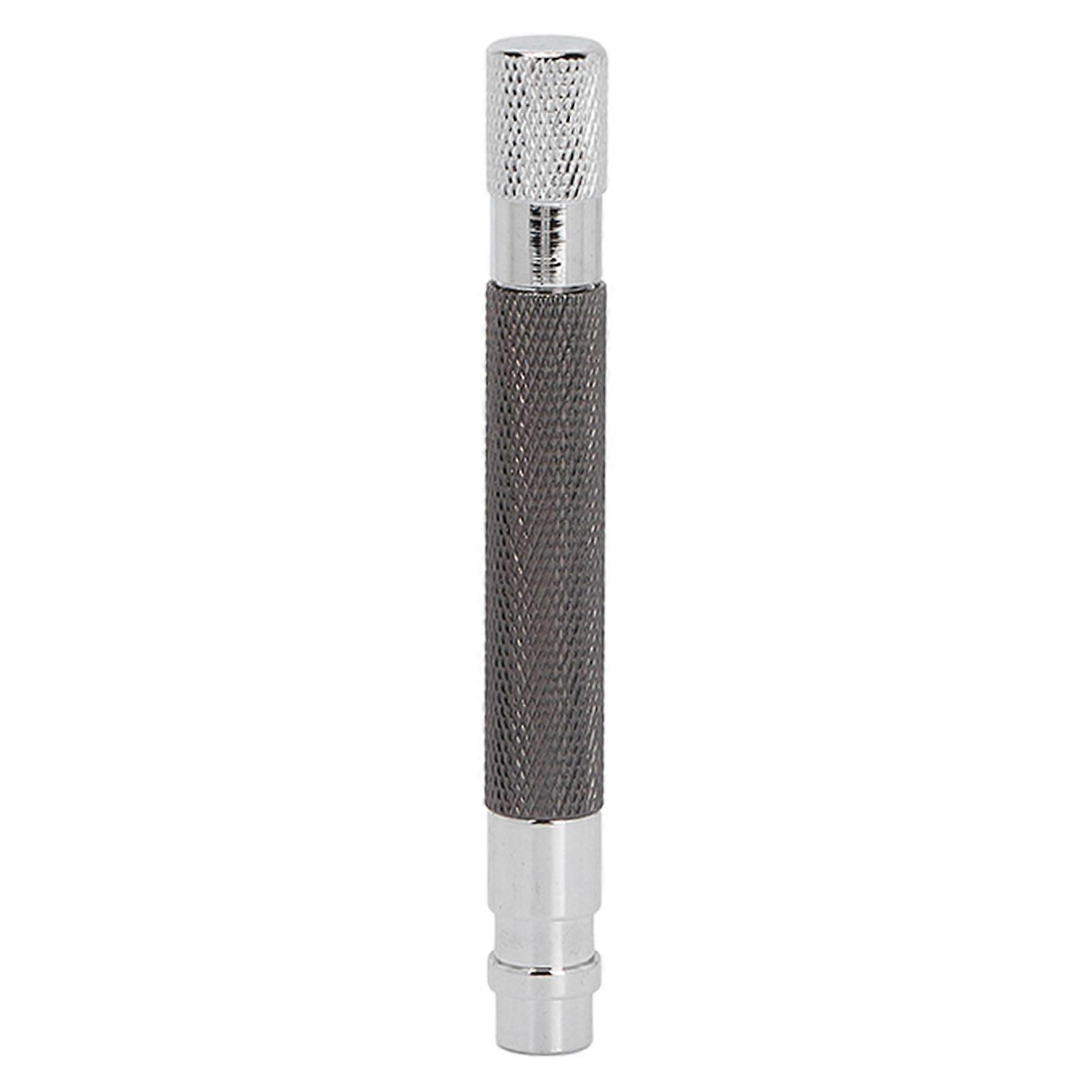 Old Style Razors Handle Anti Slip Design Reusable Practical Small Portable Metal Handle Shaver for Home TravellingBlackYMMR)