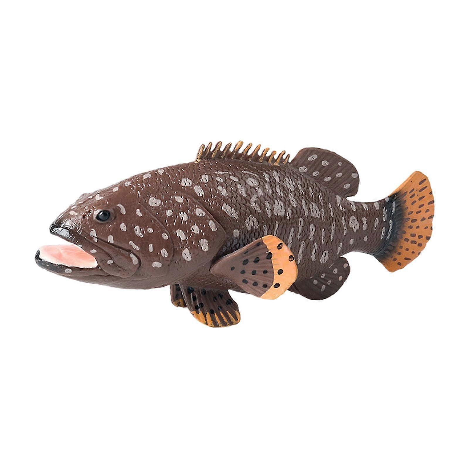 Simulated Sea Animal Toy Model, Bass Figures, Educational Toy, Grouper Toy Figures, Trout Figures Party Favor, Kids, Dark Brown Grouper