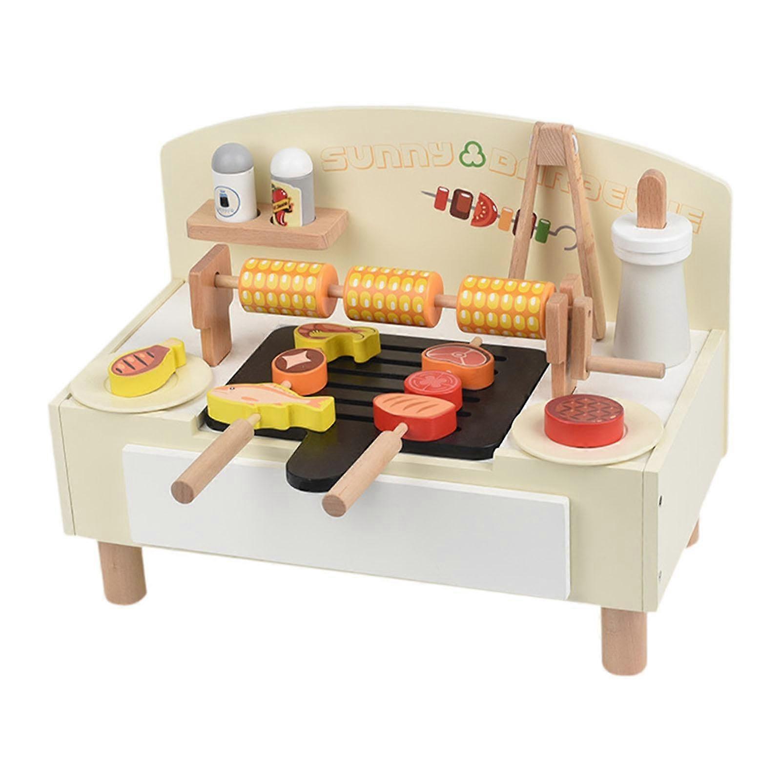儿童烧烤玩具套装与玩具食品,儿童玩具套装木制玩具烹饪套装,适合旅行,鼓励合作和创造力