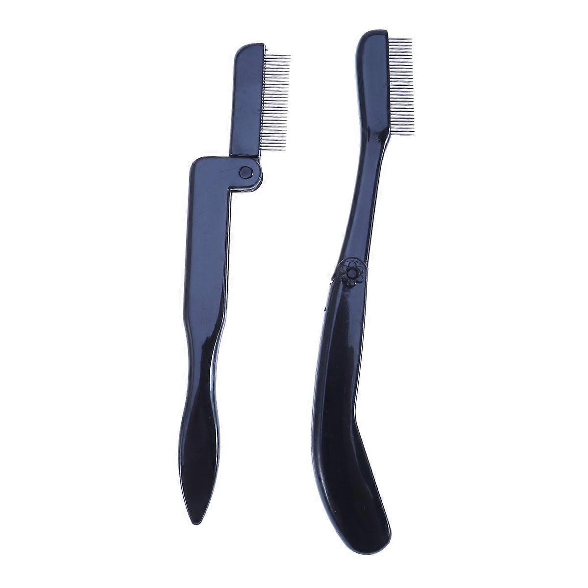 Curved Eyebrow Comb Foldable for Makeup 2Pcs with Plastic Handle and Stainless Steel