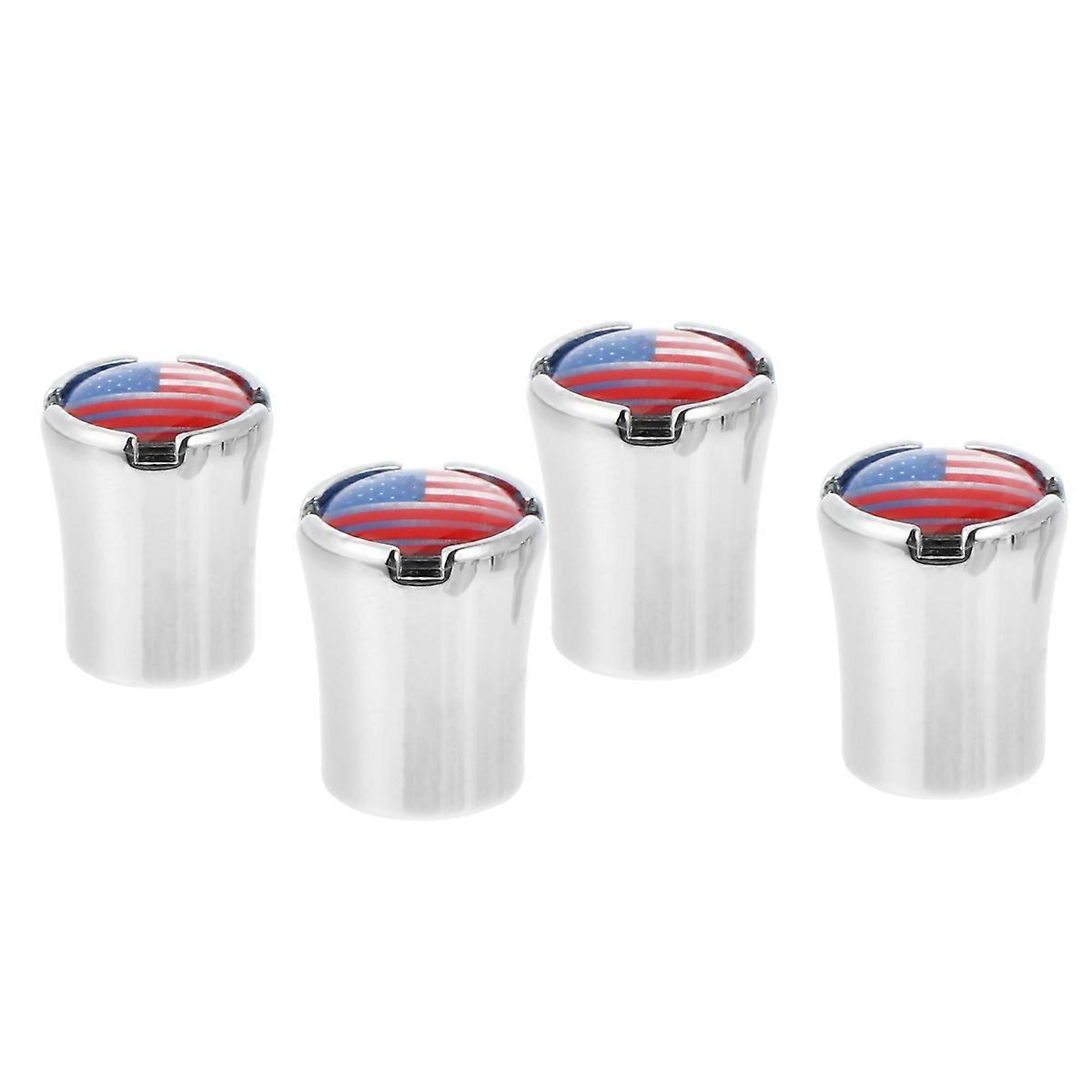 Universal Tire Valve Cap Car Air Valve Cap Stainless Steel Round Shape 4Pcs