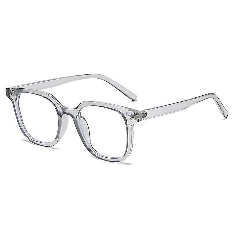 Blue Light Blocking Square Computer Readers, Stylish Anti Eye Strain Reading Glasses, Flat Light Mirror 0.00 Gray