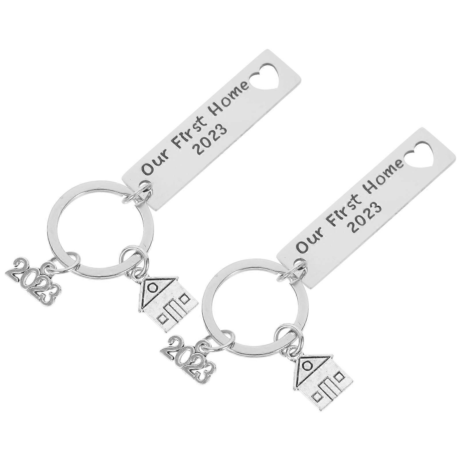 New Home Keychains Keepsake Moving In present Item Stainless Steel 2Pcs