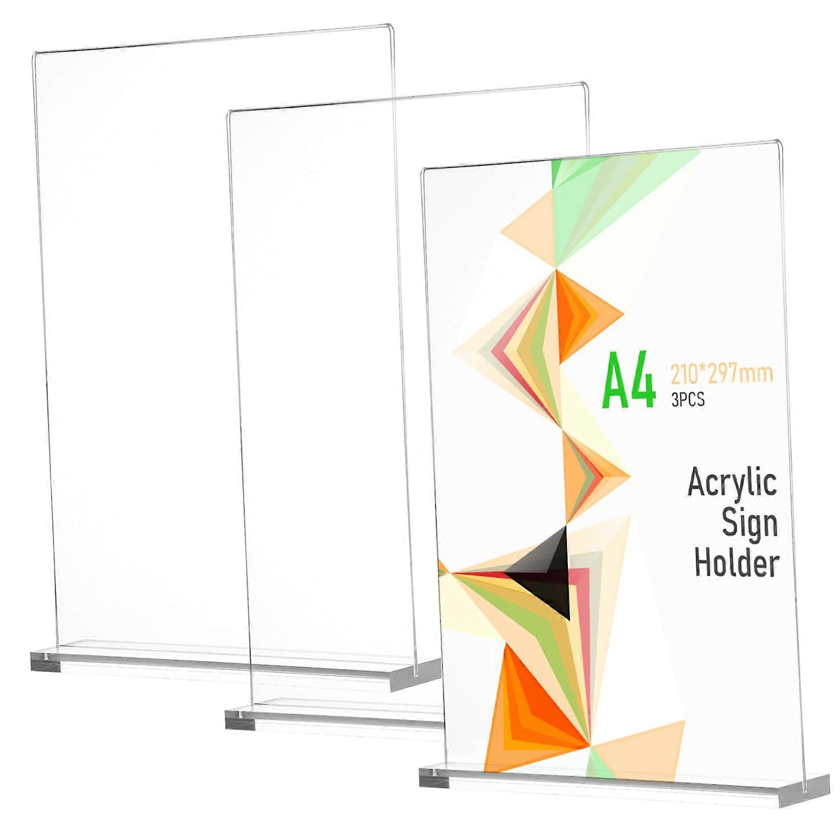 Stable acrylic sign holder with large display area for restaurants and conferences