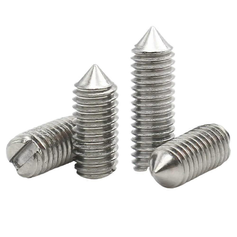 A2-70 304 Stainless Steel Slotted Head Tapered End Cone Point Grub Set Screw M3 x 8 mm, 10 Pcs Pack