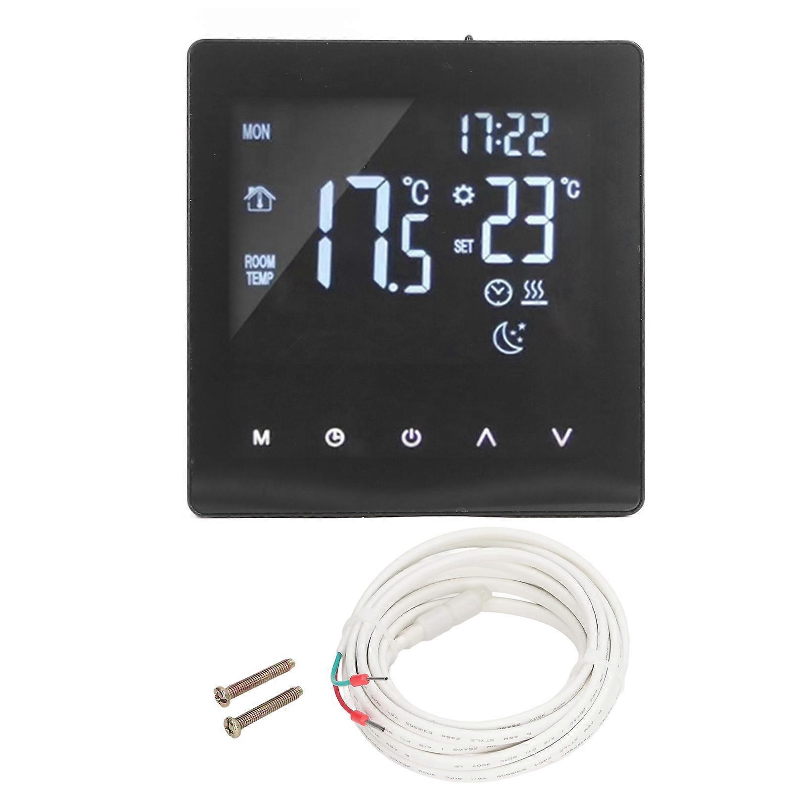 Thermostat APP Dual Display Temperature Controller for Floor Heating with 16A Electric Heating Belt 3 m Cable AC 90‑240V WiFi