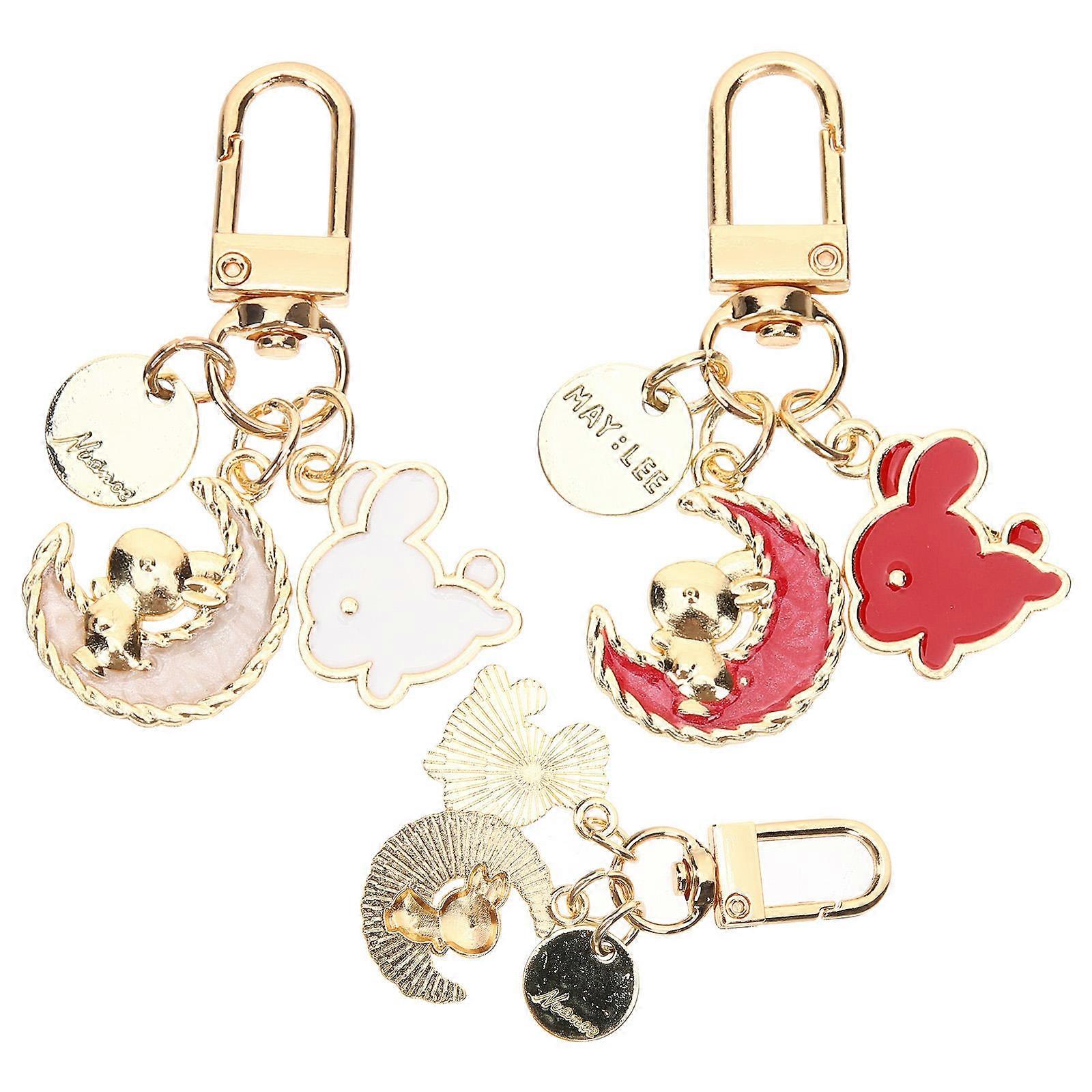 Easter Bunny Keychain with Cute Rabbit Charm Perfect Gift for Kids Friends in Assorted Colors 3pcs
