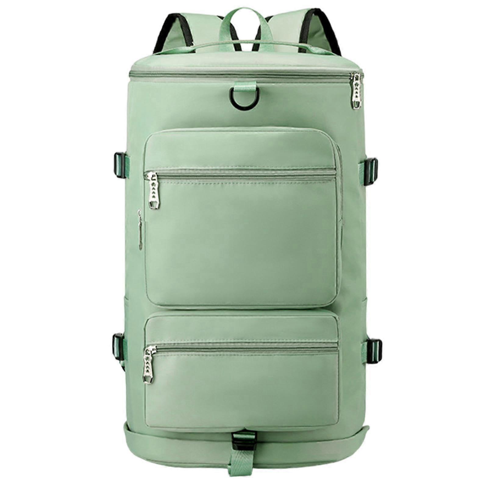 Drawstring Bag With Separate Dry And Wet Compartments Travel Gym Bag Green