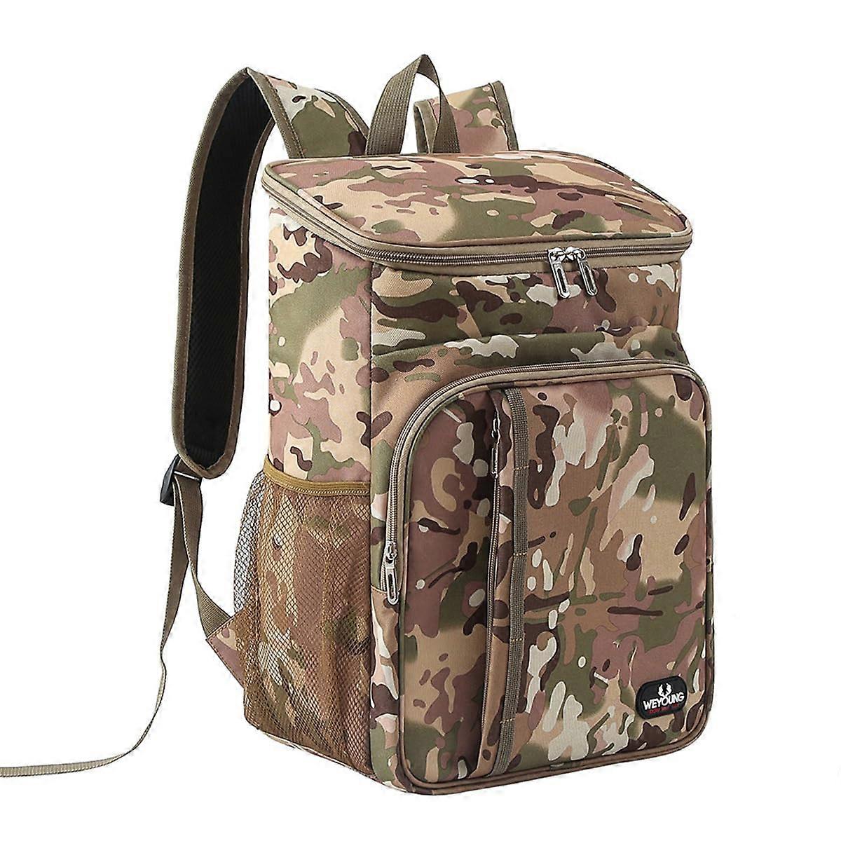 18L Waterproof Cooler Backpack Insulated Picnic Bag for Camping and Hiking in Green with Multiple Pockets