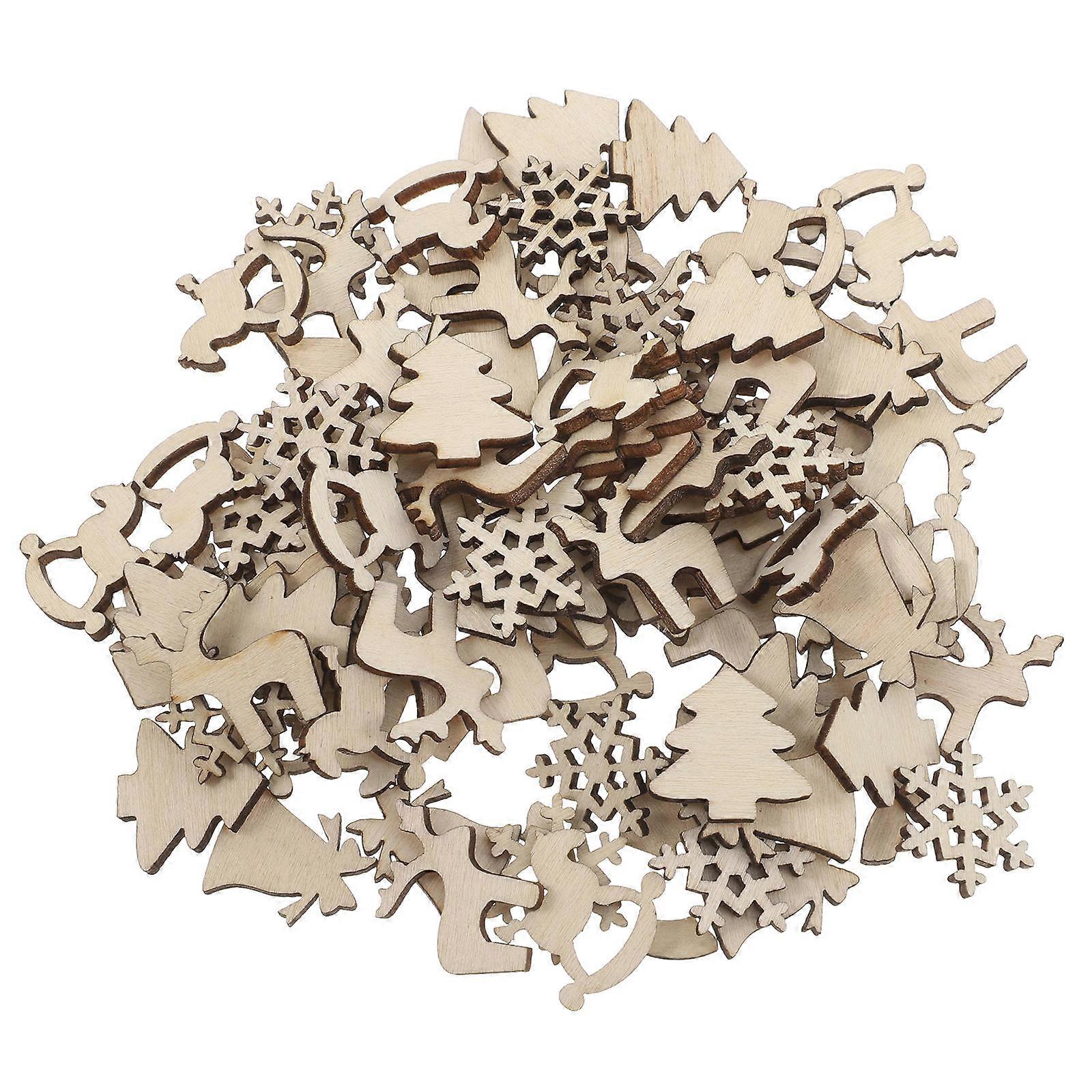 Wood Embellishments Creative Wood Chips Diy Crafts Home Decoration Christmas Tree Shape 2.5X2CM 100Pcs