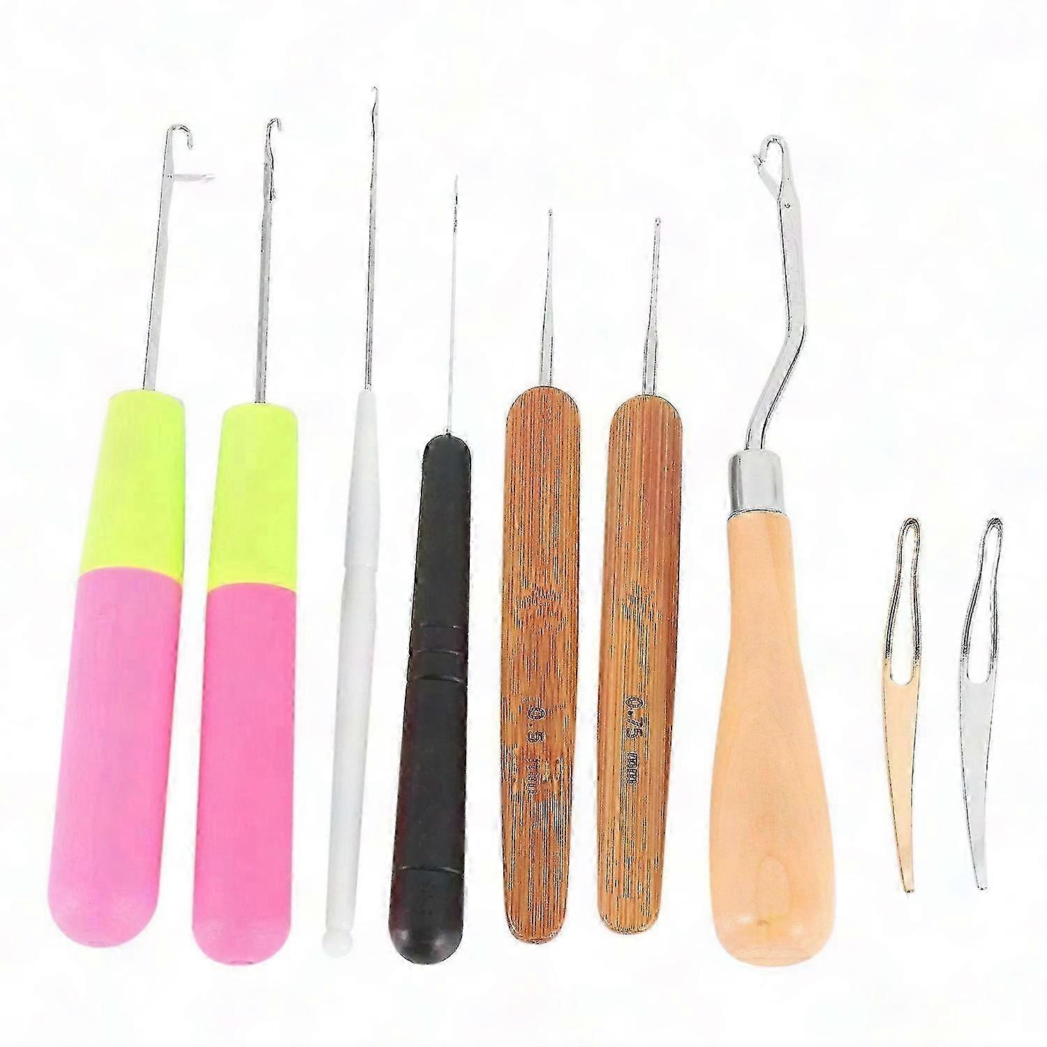 9ピース曲がったラッチフックかぎ針編みセット、ドレッドヘア用、ヘアロックツール