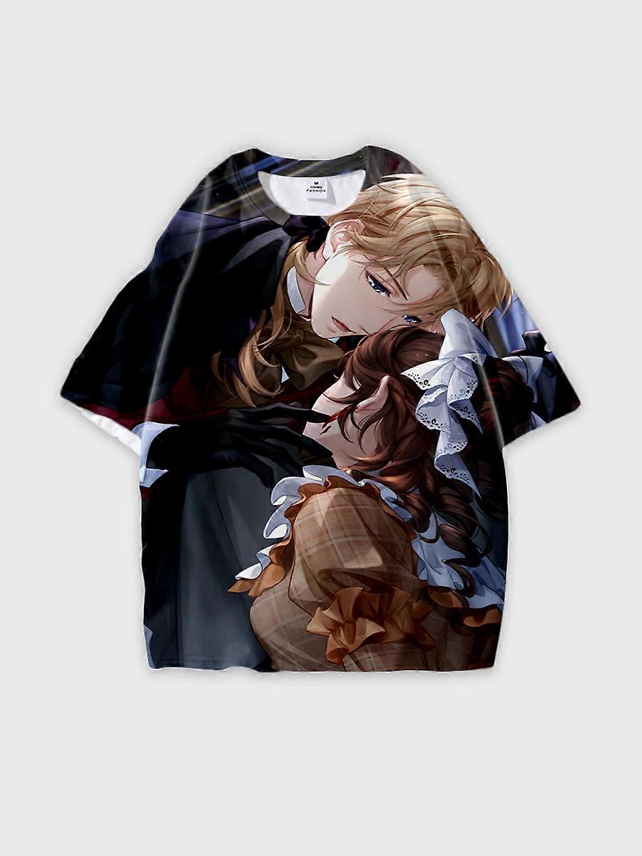 T-Shirt Rundhalsausschnitt Role Pattern locker kurzarm E2424