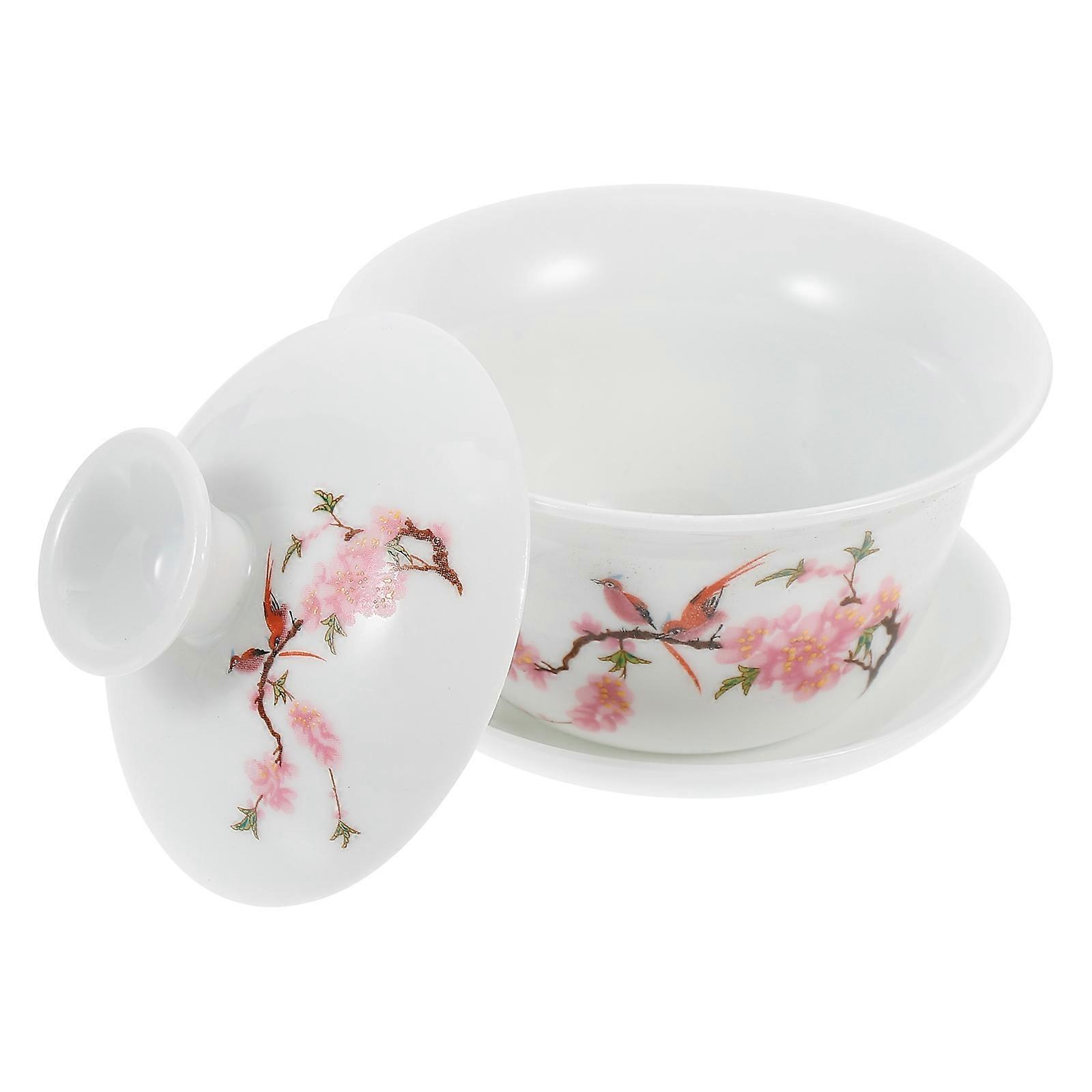 Gong Fu Tea Cup With Lid And Saucer For Wedding 8.30X8.30X7.80CM Smooth Surface Tea Serving 1 Set