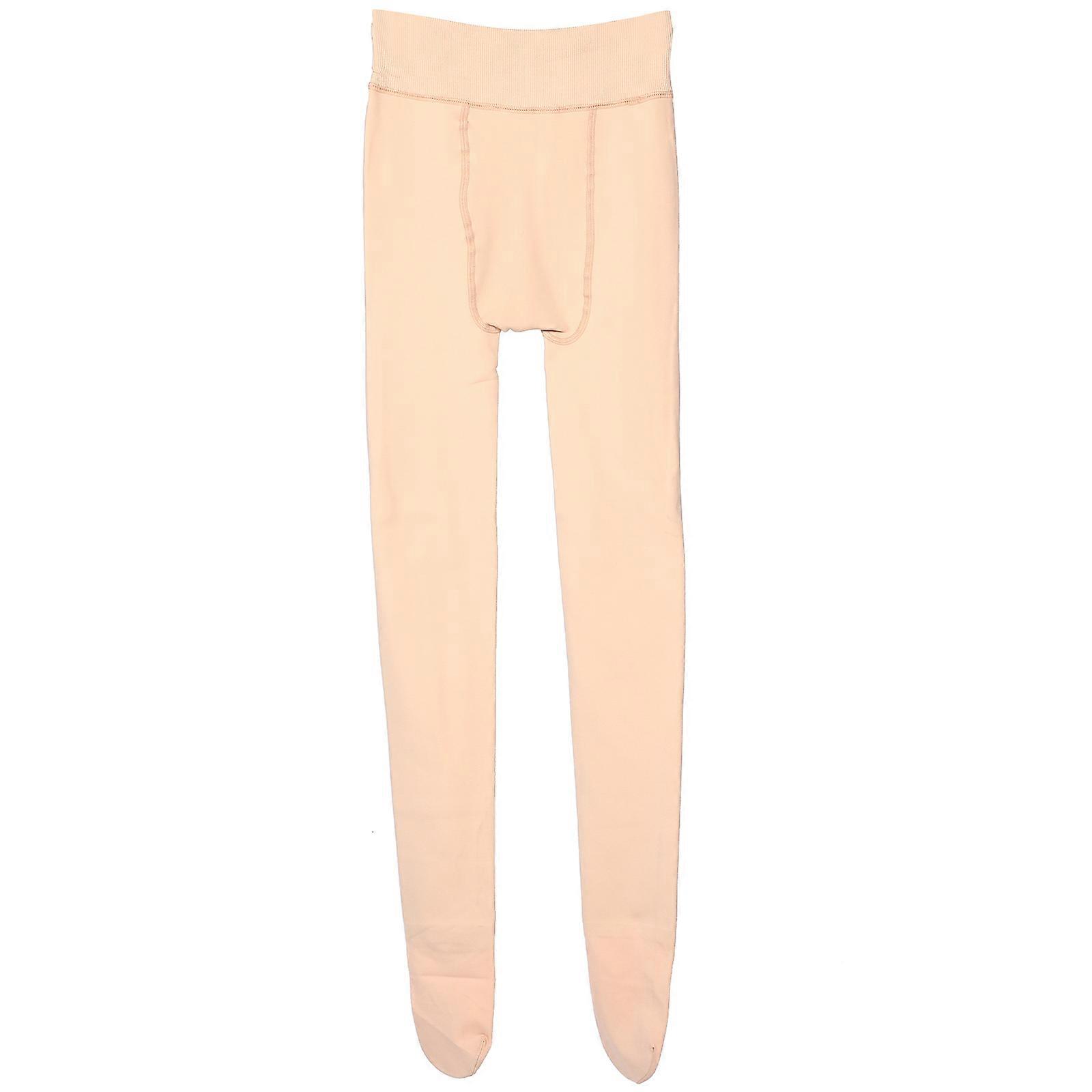 Women Thermal Tights High Waist Thick Leggings Exercise Walking Beige 1Pcs High Elasticity