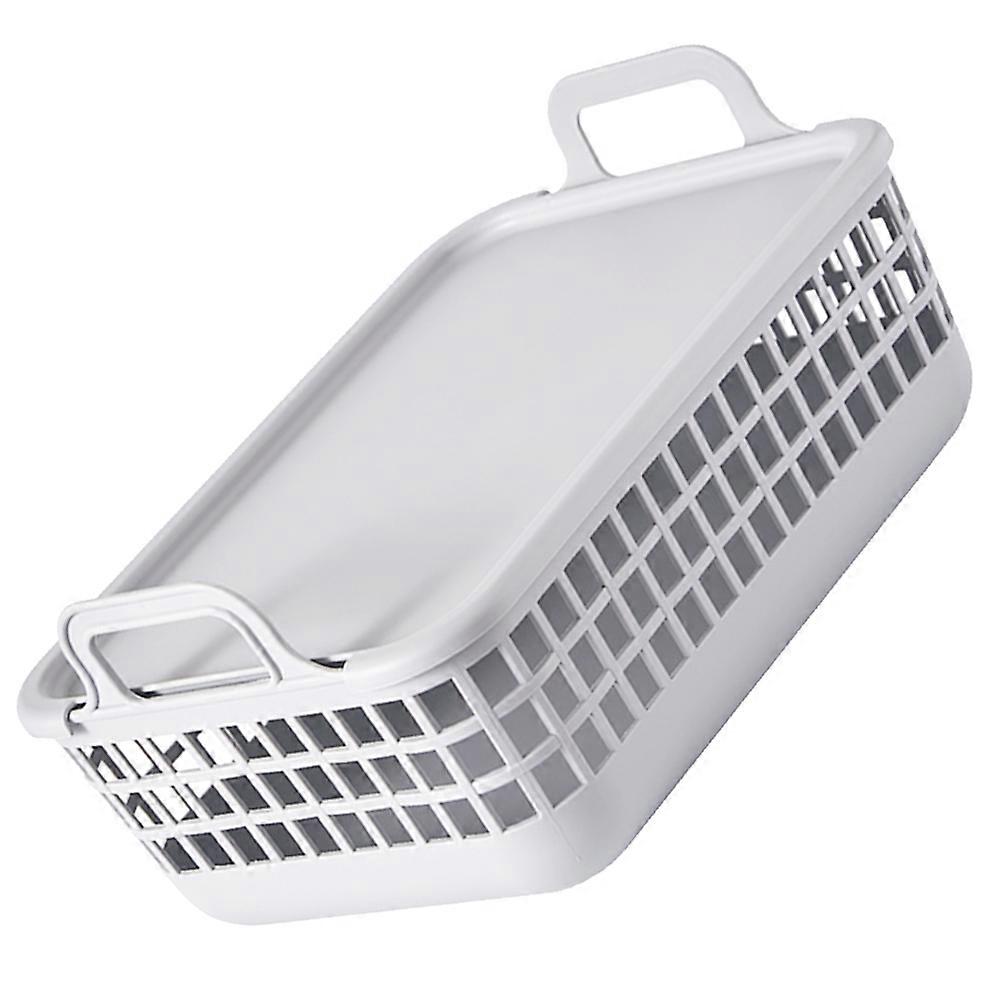 Handle Bathroom Laundry Hamper Rectangular Shape Minimalist Style Thick Plastic Odor Prevention 1Pcs