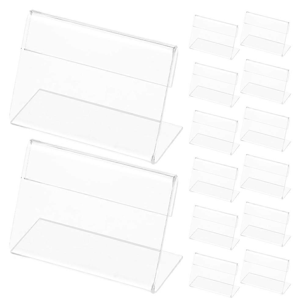 30 Pcs Mini Acrylic L Shape Sign Display Holders Clear Tag Label Stands for Prices Name Card Retail Store Table Display