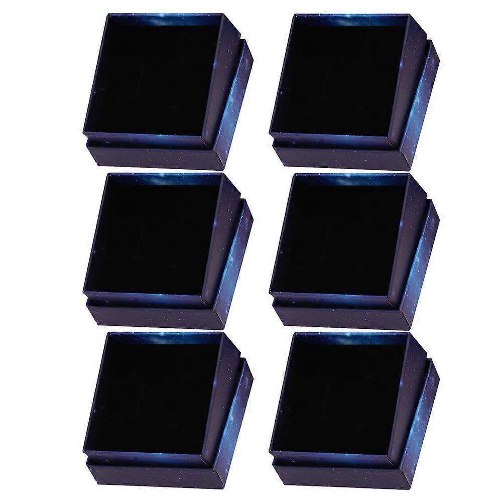 Blue Paper Jewelry Boxes for Storage Use with Good Workmanship 6pcs