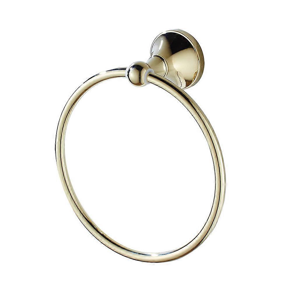 Round Towel Ring Bathroom Gold Plated Brass Antique Brushed Old Towel Rack Hanging 1 Set