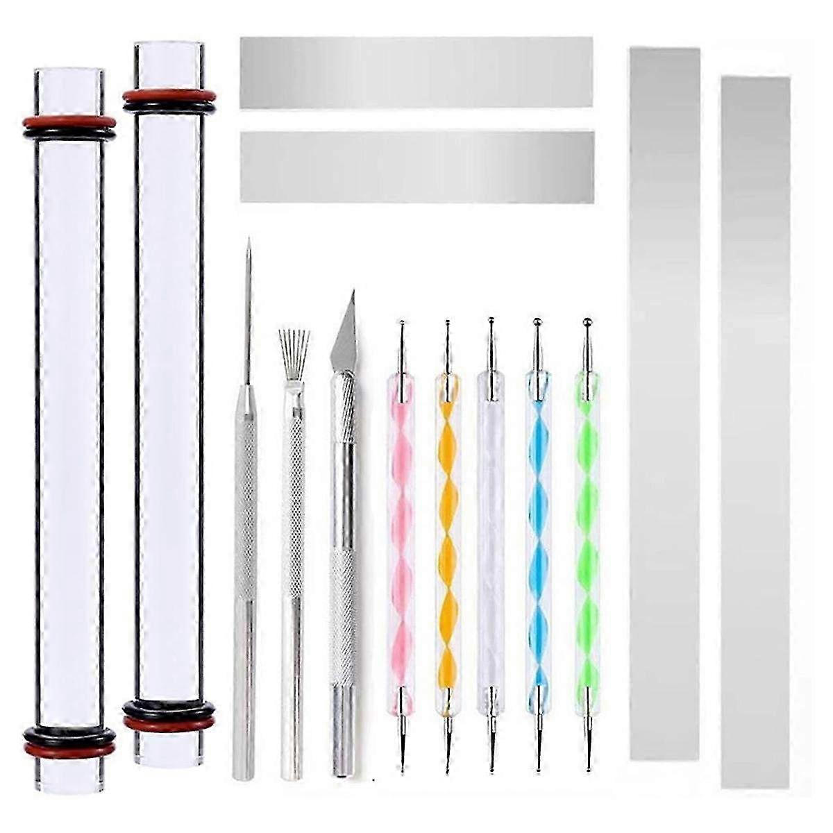 14-Piece Polymer Clay Tool Kit with Rolling Pin & Thickness Rings - Essential Accessories for Jewelry & Craft Projects