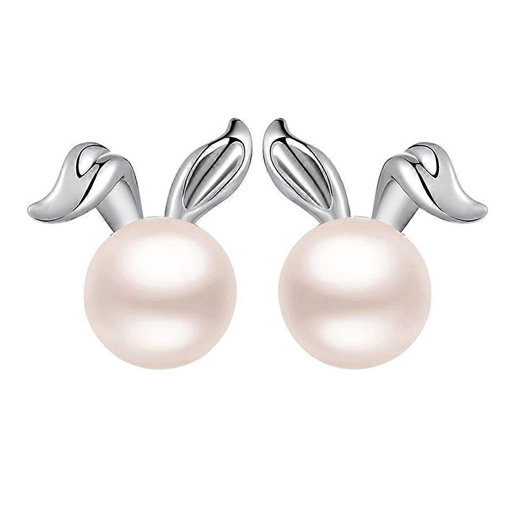 עגילי פנינה אלגנטיים עגיל ארנב צמוד תכשיטים עמידים לנשים מתנה ללבוש מזדמן 1 זוג 1.1x0.8 ס"מ